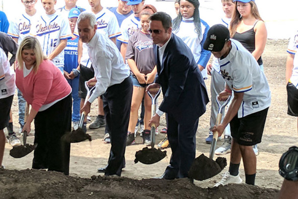 Groundbreaking at the ribbon cutting event