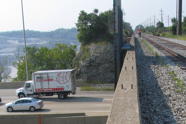 Railway above roadway