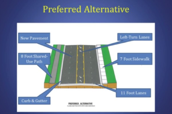 Project plan - graphic of the preferred alternative for Wood St