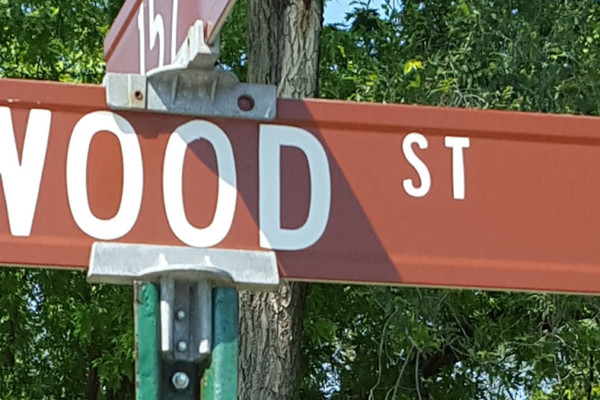 Wood St. road sign