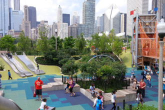 Maggie Daley Park play structure in downtown Chicago