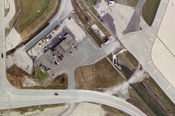 Aerial view of construction at Chicago-O'Hare Intl Airport