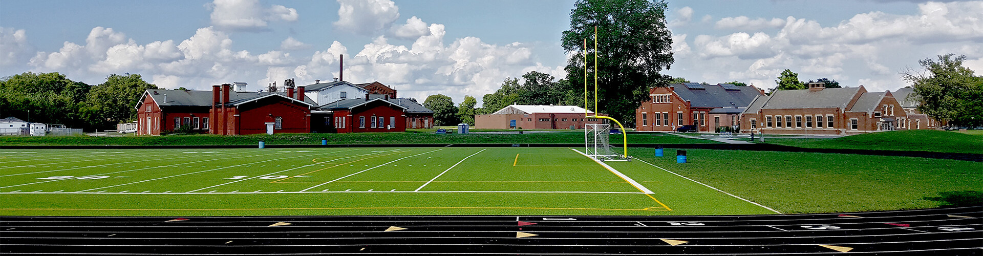 Football field with surrounding track