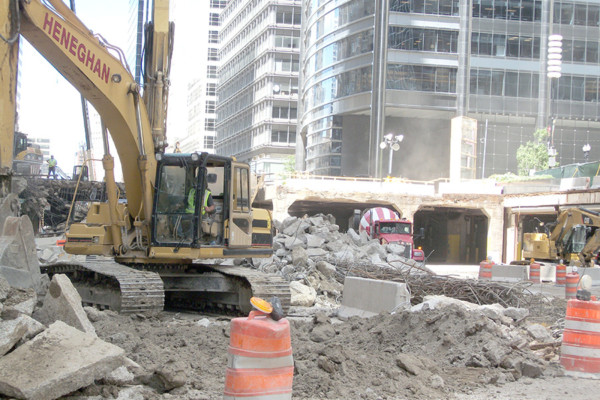 Viaduct construction in progress