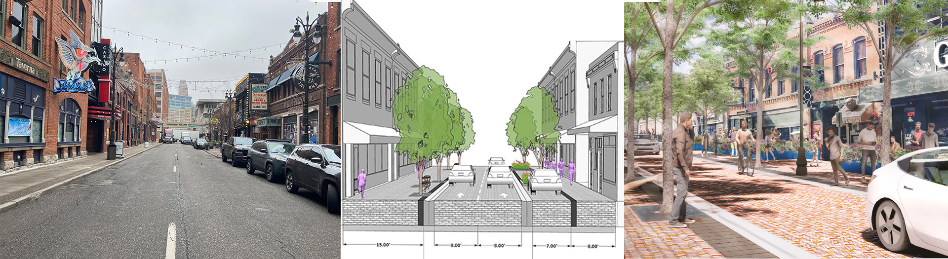 Design rendering of one of the concepts for Monroe Street.